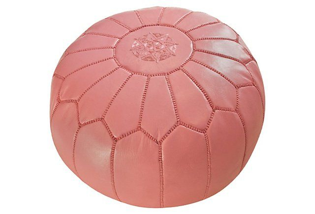 Moroccan Leather Pouf, Bubble Gum Pink | One Kings Lane ... destiné Pouf Bubble
