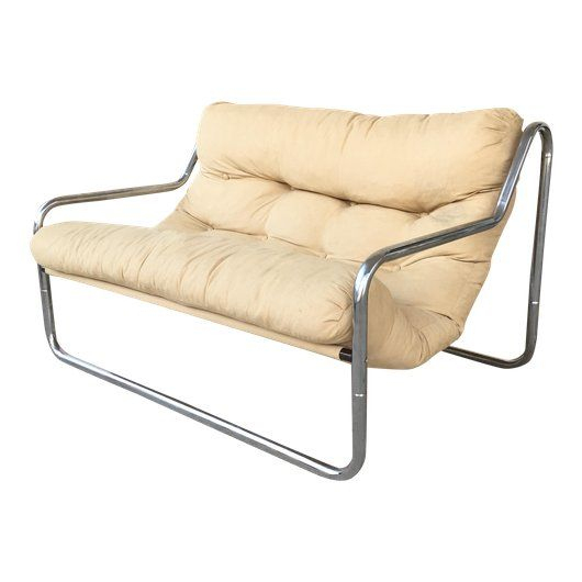 Vintage Tubular Chrome Tan Sofa Loveseat | Furniture, Love ... encequiconcerne Tantra Chair Ikea