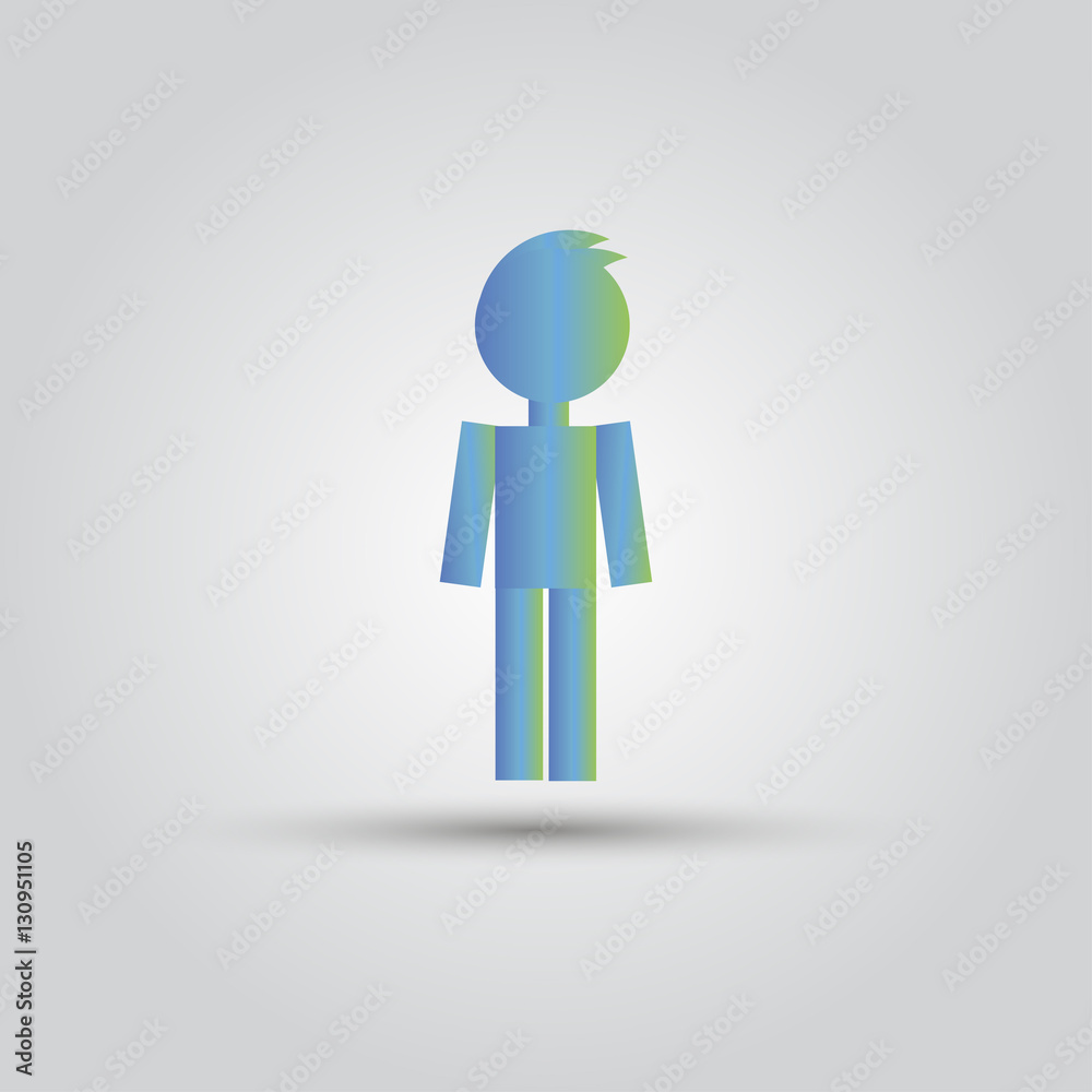 Icon blue stick figure man male Stock Vector | Adobe Stock