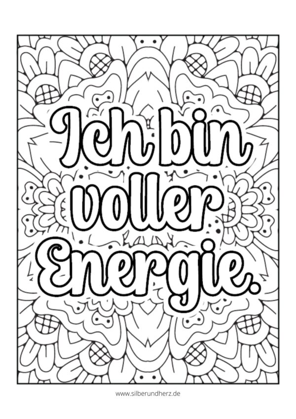 Ausmalbilder kostenlos:  Entspannung und Kreativität mit Sprüchen in Gedanken