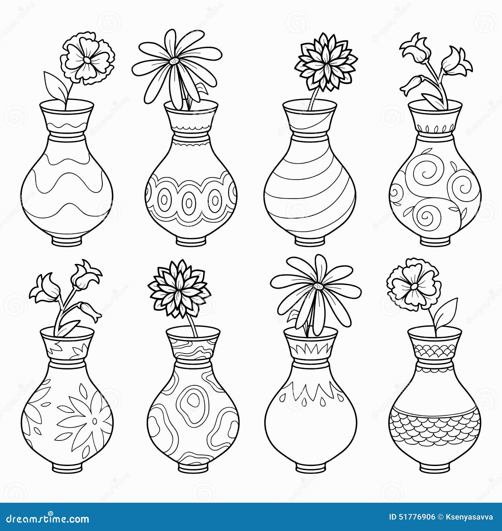 Blumenpracht auf Papier: Einfache Vasen mit Blumen zum Ausmalen – Entspannung und Kreativität für Groß und Klein