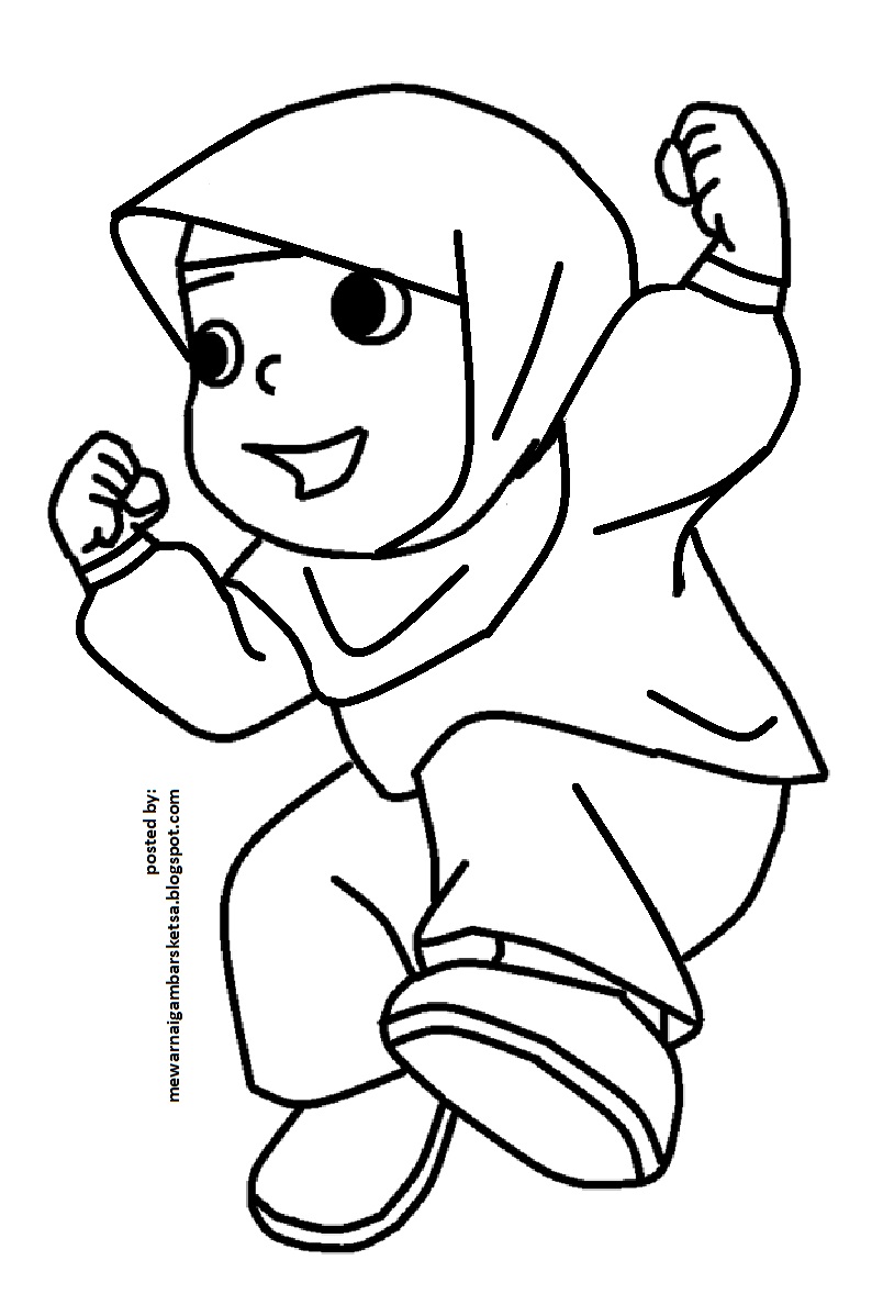 Mewarnai Gambar Kartun Muslimah Lucu - IMAGESEE