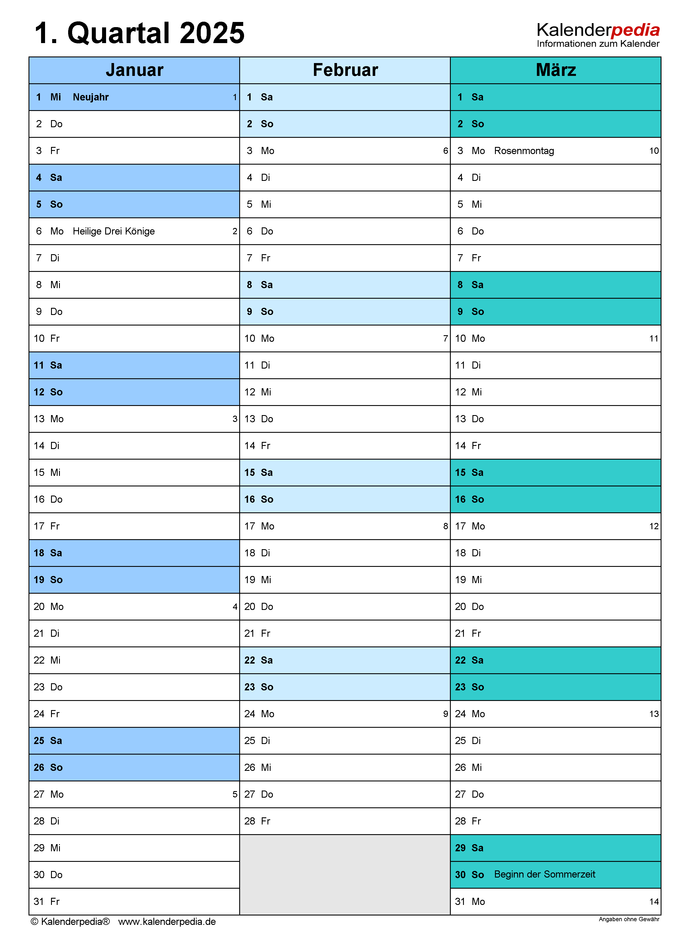 Quartalskalender 2025 zum Ausdrucken: Bunte Auszeit für Groß und Klein!