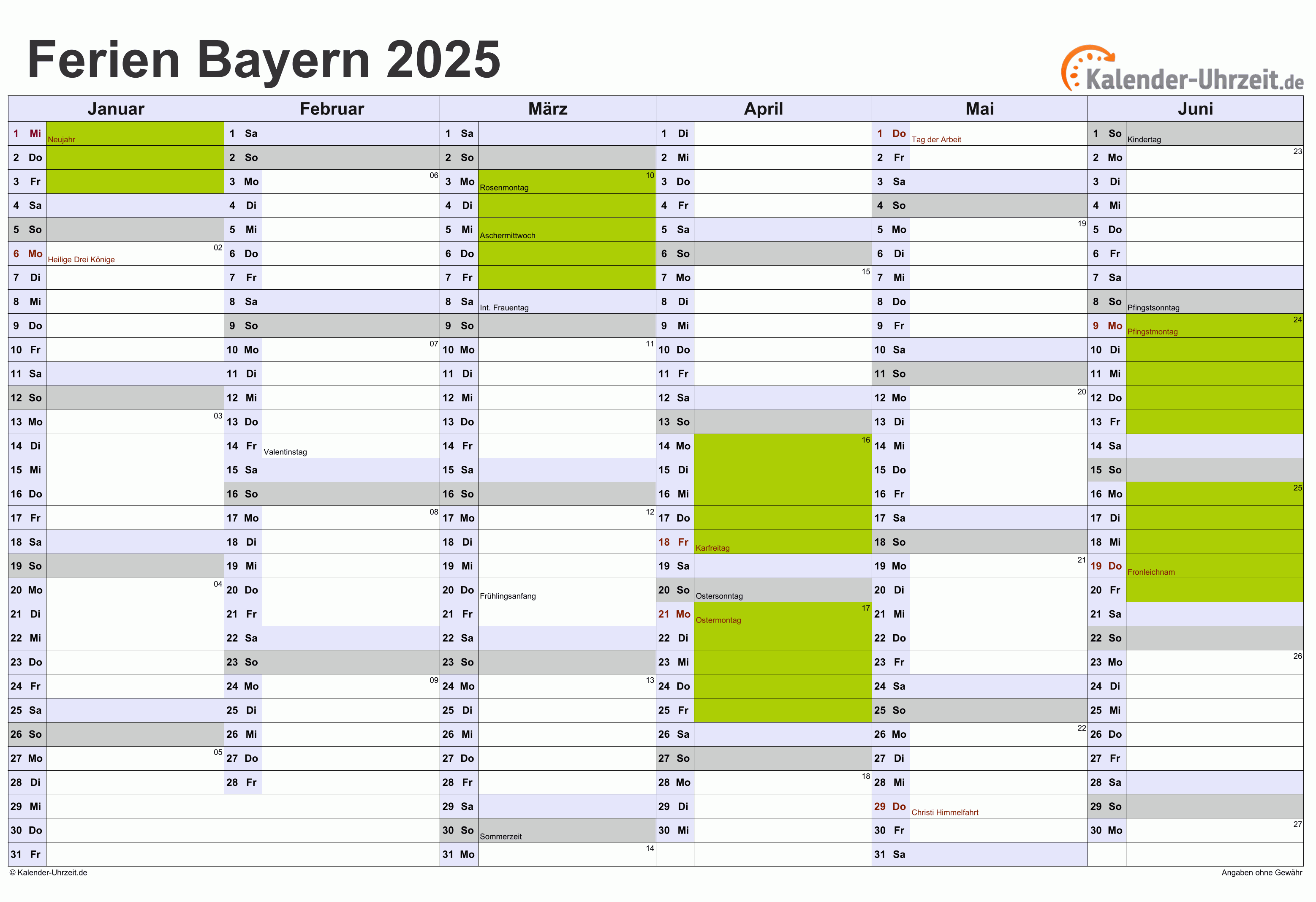 Der Bayern-Kalender 2025 zum Ausmalen: Feiertage, Ferien und kreativer Spaß für Groß und Klein!