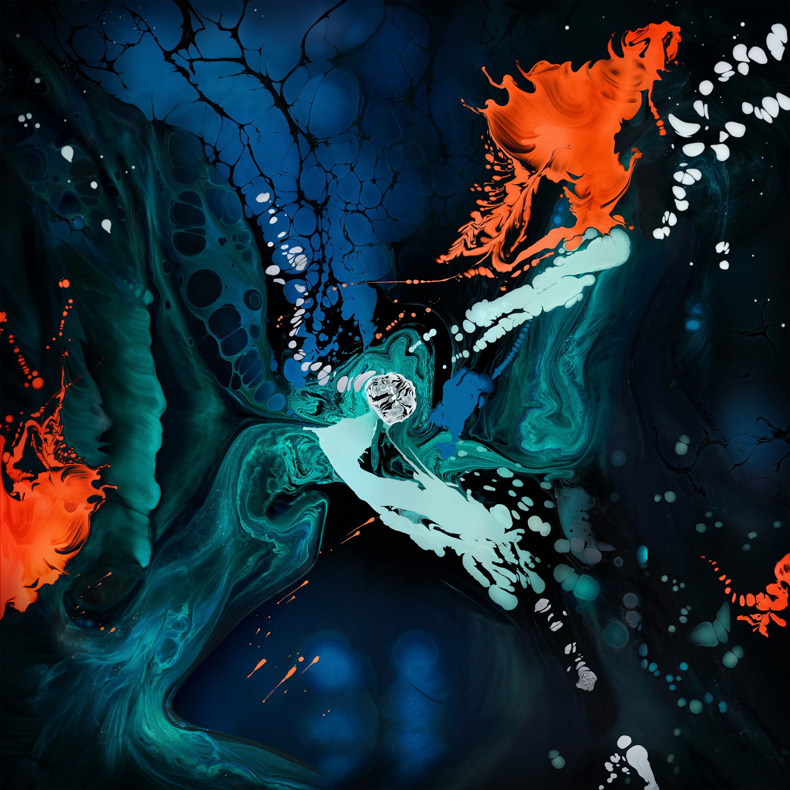 iPad Pro Wallpaper 4K, Colorful, Liquid art, Apple