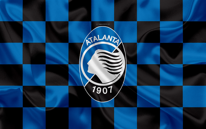 Download wallpapers Atalanta BC, 4k, logo, creative art, black and blue